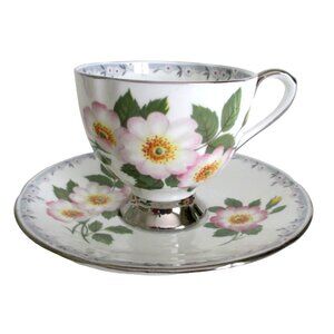 Wild Rose Bone China Tea Cup Teacup Saucer Taylor & Kent English Bone China
